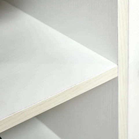 Rootz TV Lowboard - TV Stand - TV Cabinet for TVs with 2 Glass Doors Shelf - Adjustable - White + Oak - 140 X 39.5 X 50 Cm