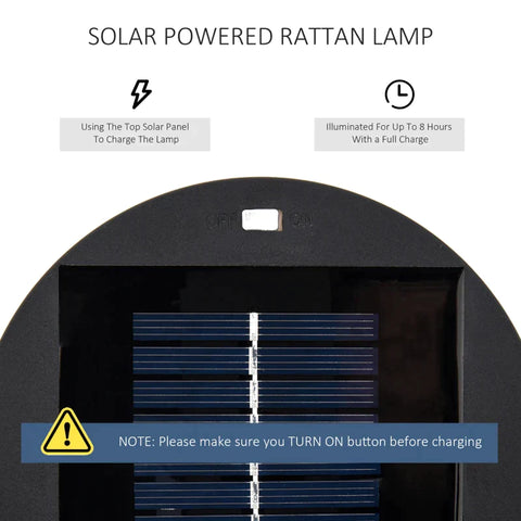 Rootz Gartenleuchte – Außenlampe – solarbetrieben – 8 Stunden Betrieb – Rattan-Optik – Schwarz – 21,5 x 21,5 x 61 cm