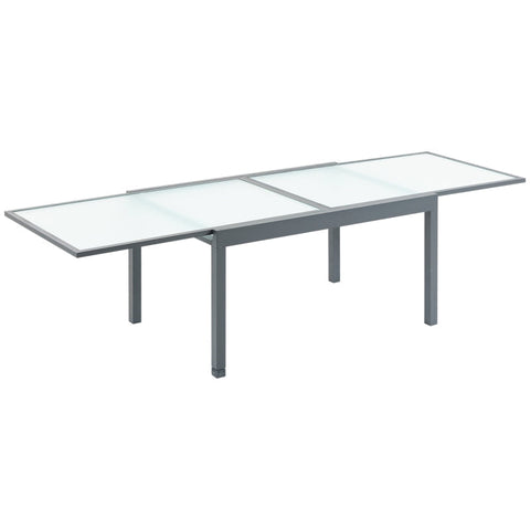 Rootz Garden Dining Table - Extendable Garden Dining Table - Table - Aluminum Tube/Tempered Glass - Gray/Matt White - 270 x 90 x 73 cm