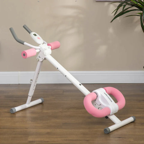 Rootz Buikspiertrainer - Opvouwbaar - Hoek- en Hoogte Verstelbaar - Monitor - Stalen Frame - Wit + Roze - 115 x 48 x 82 cm