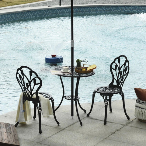 Rootz 3-piece Garden Table Set - Seating Group - Dining Set - Garden Furniture Set - Aluminum - Black - Ø60 x 67H cm