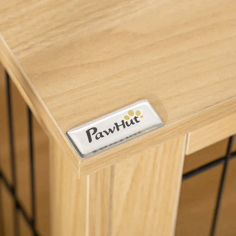 Rootz Hondenkooi - Houten Transportbox met Kussen - Staal - Bruin + Zwart - 81cm x 58,5cm x 76cm