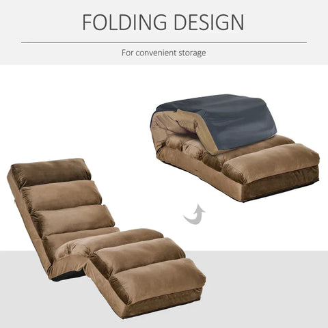 Rootz Folding Mattress - Floor Chair - Sofa - Suede Cloth - Brown - 175x56x20cm