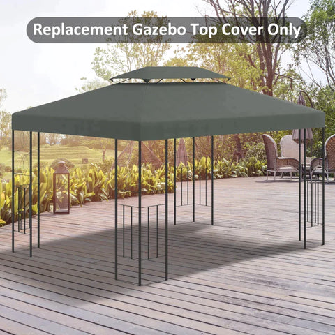 Rootz Replacement Roof - Gazebo Canopy -  Gazebo Roof For Metal Gazebo - Garden Gazebo - Party Tent - Garden Tent - Polyester - Dark Grey - 3 x 4m