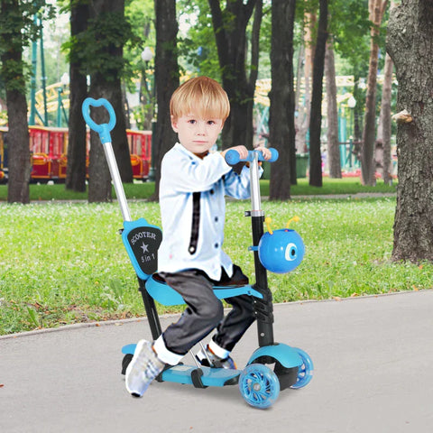 Rootz 5-in-1 Kids Kick Scooter - Children's Scooter - Scooter - City Scooter - Children's Scooter - Telescopic Tube - Height-adjustable - Blue - 62 x 25 x 72.5 cm