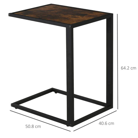 Rootz Side Table - C-shape Side Table - Coffee Table - Standing Table - Metal Mdf - Rustic Brown - 40.6 x 50.8 x 64.2 cm