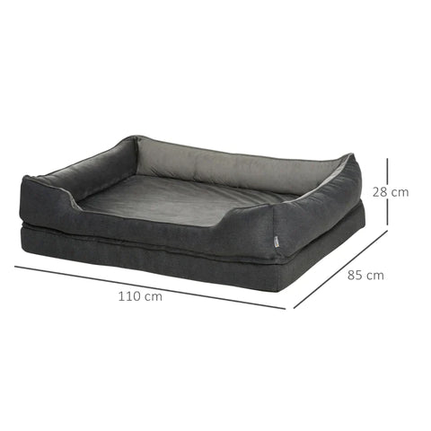 Rootz Hondenbed - Luxe Hondenbed - Hondenkussen - Hondenmatras - Dierenbed - Hoes Afneembaar en Wasbaar - Polyester - Grijs - 110 x 85 x 28 cm