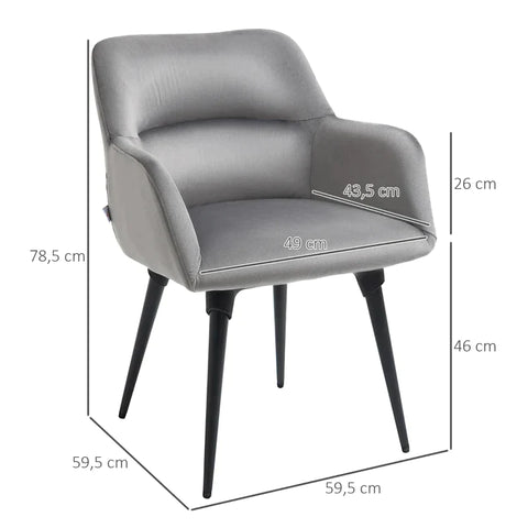 Rootz Sessel – Im Retro-Design – Samtoptik – Lesesessel – Grau – 59,5 cm x 59,5 cm x 78,5 cm