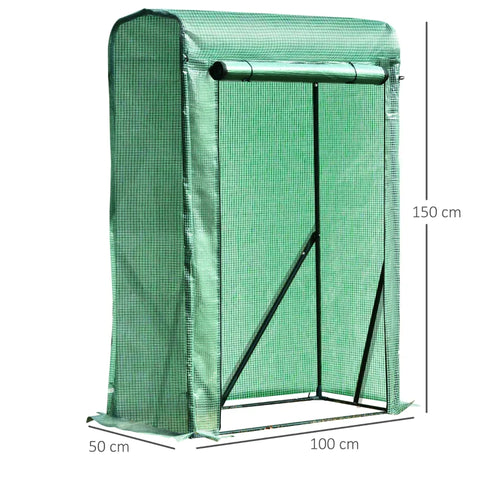 Rootz Greenhouse - Foil Greenhouse - Mini Greenhouse - Portable Greenhouse - Steel/PE Plastic - Green - 100x50x150cm