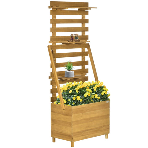 Rootz Raised Bed - With 3 Drawers - Incl. Trellis - Weather-resistant - Solid Wood - Natural - 63 cm x 39 cm x 160 cm