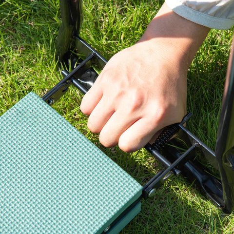Rootz Kneeling Bench - Kneeling Bench for Gardening - Opklapbare Tuinkruk - Tuinbank Knee Aid - EVA - Schuim - Staal - Donkergroen - 58 x 28 x 49 cm