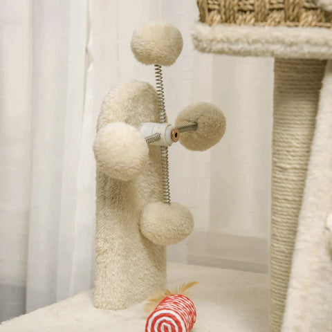 Rootz Krabpaal - Met Kattenhol - Kattenhuis - Kattenkooi - Kattenmeubel - Kaki/Beige/Koffie - 69L x 40B x 131H cm