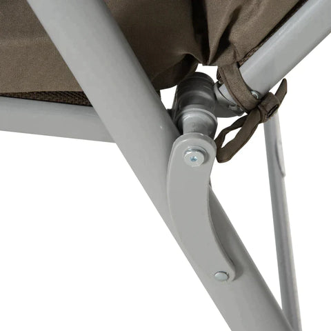 Rootz Garden Lounger - Sun Lounger - Beach Lounger - Foldable - Adjustable - With Cushion - Metal/Fabric - Brown/Silver - 137 x 63.5 x 100.5 cm