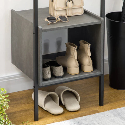 Rootz Wardrobe - Mirror - Shoe Compartment - 2 Coat Hooks - Top Shelf - Steel Frame - Black - 44 x 40 x 176 cm