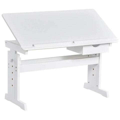 Rootz Study Desk - Computer Stand - Laptop Table - Height Adjustable - 5 Levels With Drawer - MDF - White - 109 x 55 x 63.6-89.2 cm
