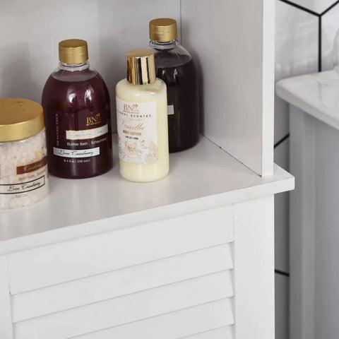 Rootz Bathroom Cabinet - Freestanding 6-tier Tall Bathroom Storage -  Louvered Doors - White - 34 cm x 20 cm x 165 cm