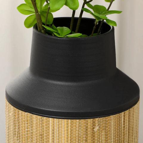 Rootz Flower Vase - Dried and Artificial Flowers Pampas - Grass Decor - Non-Slip Base - Black - 16 x 16 x 42 cm