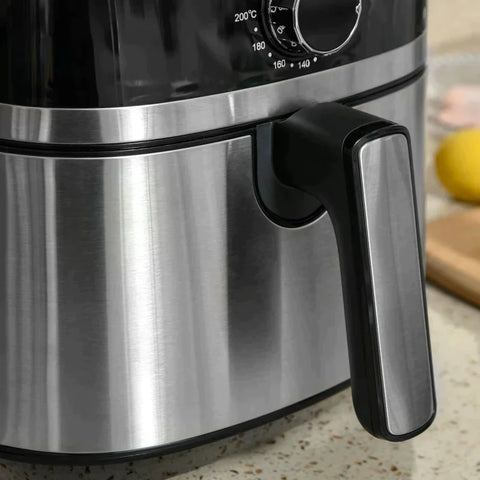 Rootz Airfryer - Heteluchtfriteuse - 4,5 L 1500W - Met 8 Menu's - Gezond Olievrij Vetarm Koken - Zwart Staal - 35,5 x 28 x 33,8 cm