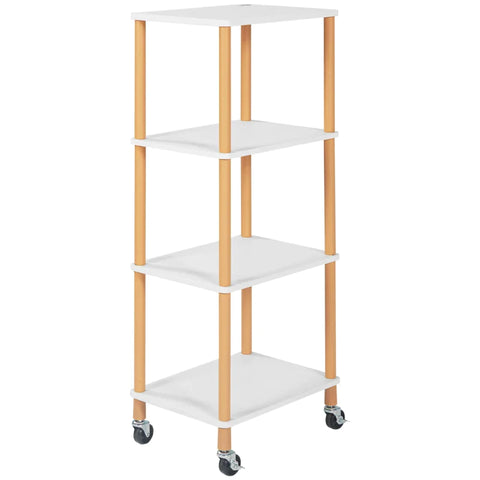 Rootz Utility Trolley - Kitchen Trolley - 3 Shelves - 4 Wheels - Chipboard - Steel - White + Yellow - 40L x 30W x 105.5H cm