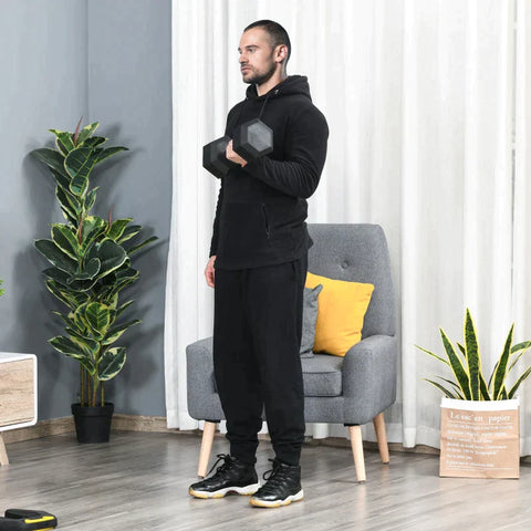 Rootz 15KG Single Rubber Hex Dumbbell - Hexagonal Dumbbells - Knurled Handle - Sports Hex Weights Sets - Weight Lifting Exercise - Home - Gym - Black