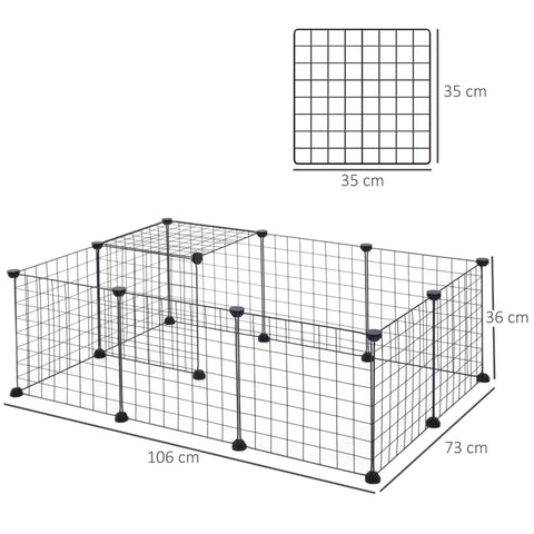 Rootz Animal Cage - Pet Playpen - Enclosure Run - Cage - Black - 106Lx73Wx36Hcm