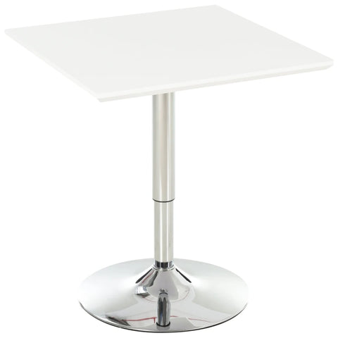 Rootz Bar Table - Bistro Table Pub - Height-Adjustable - Square Bar Table - Steel - White - 60 x 60 x 69-92 cm