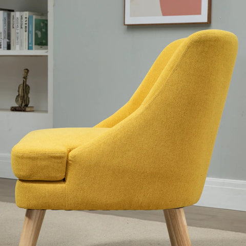Rootz Dining Room Chair - Kitchen Chair With Armrest - Upholstered Chair - Living Room Chair - Office Chair For Living Room - Bedroom - Modern Design - Linen Touch - Wood - Yellow - 63 x 69 x 79.5 cm