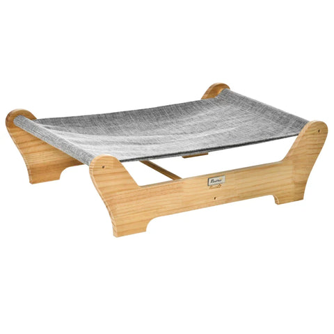 Rootz Cat Bed - Cat Bed With Frame - Hammock For Cats - Elevated Cat Nest With Soft Pillow - Natural - Pine Wood - 68 x 43 x 20 cm