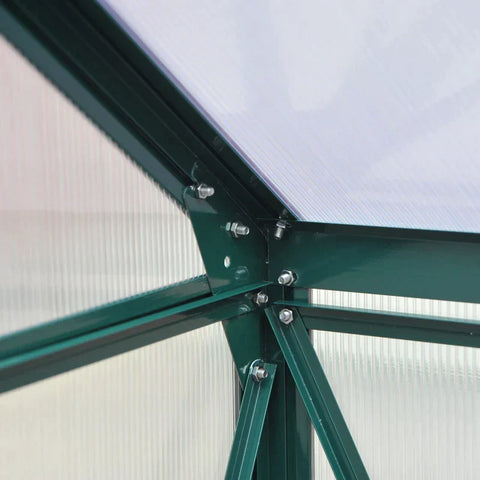 Rootz Greenhouse - Walk-in Mini Greenhouse - Met Dakraam - Schuifdeur - Aluminium/PC Board - Groen/Transparant - 190 x 192 x 201cm