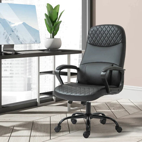 Rootz Office Chair - Massage Chair - Height-adjustable Executive Chair - Gaming Chair - Ergonomic Swivel Chair - PU Leather - Grey/Brown - 60 x 70 x 109-119 cm