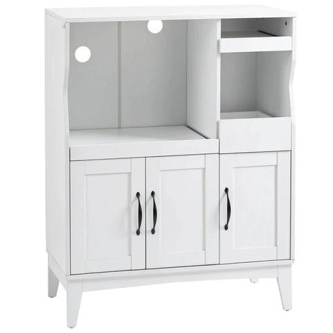 Rootz - Cabinet - Kitchen Cabinet - Shelf Cabinet - Sideboard - With Fold-out Shelf - Chipboard - White - 84 cm x 39 cm x 109 cm