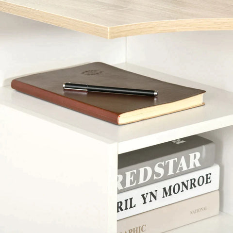 Rootz Computer Desk - L-Shaped Computer Desk - Corner Desk - Study Table with Storage Shelf - Home - Office - 120c m x 70c m x 75 cm