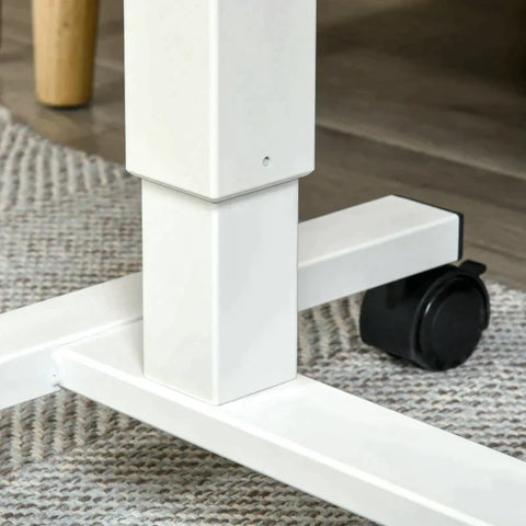 Rootz Sta Bureau - In Hoogte Verstelbaar - 4 Wielen - C-vorm - Naturel + Wit - 65 cm x 48 cm x 70-110 cm