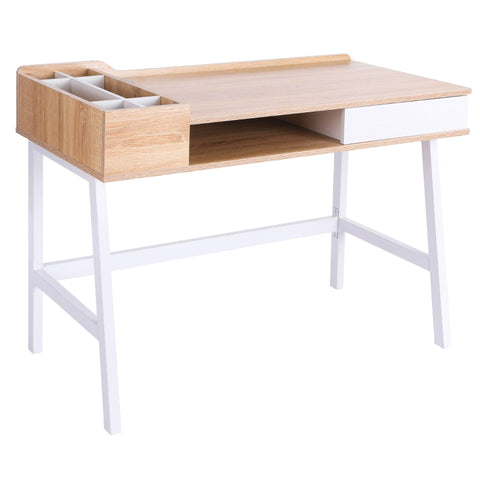 Rootz Desk - Writing Desk - Computer Desk - White/Natural - 100 cm x 55 cm x 81.5 cm