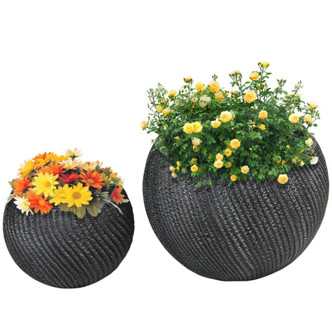 Rootz Set van 2 plantenbakken voor binnen en buiten - weerbestendig - modern design - grijs - 33 cm x 33 cm x 28 cm