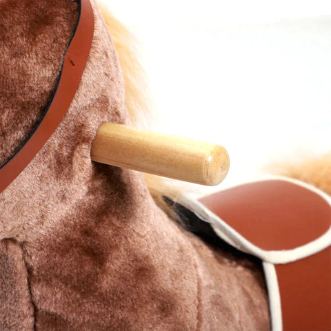 Rootz Rocking Horse - Baby Rocking Animal - Children Plush - Brown - L74 x W33 x H62 cm