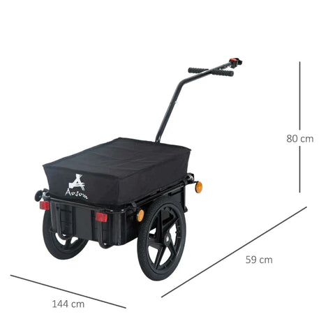 Rootz Bicycle Trailer - Cargo Trailer - Bike Trailer - Cargo Trailer - Garden Trolley - Black - 144 x 59 x 80 cm