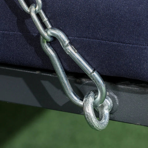 Rootz Porch Swing For 3 People - Hollywood Swing - Seat Cushions - Adjustable Sun Canopy - Up To 270 Kg - Dark Blue - 198 x 118 x 168 cm