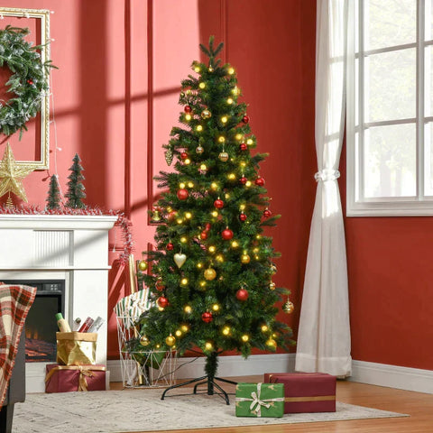 Rootz Christmas Tree - Artificial Fir Tree - Artificial Fir Christmas Tree - With Fairy Lights - Green - Plastic - 86 x 86 x 180cm