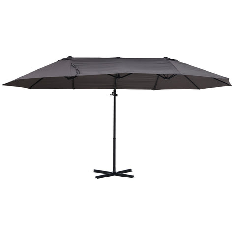 Rootz Parasol - Double Parasol - Garden Parasol - Double Parasol With Crank - Sun Protection - Grey - 270 cm x 440 cm x 250 cm