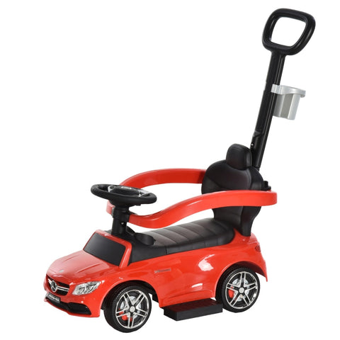 Rootz Push Car - Children's Vehicle - Children's Car From Mercedes Benz - Push And Hold Bar - Protection Bar - Red - 84L x 40W x 83H cm