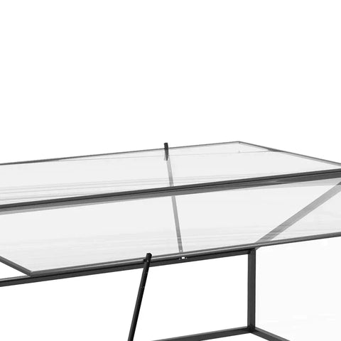 Rootz Greenhouse - Cold Frame Greenhouse - Small Cold Frame - Met Verstelbare Deuren - Zwart/Transparant - 117 x 97 x 52 cm