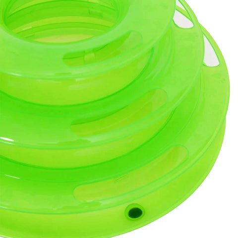 Rootz Speeltoren - Kattenspeeltoren - Knikkerbaan Draaiend - 3 Ballen - 3 Verdiepingen - Groen - L25 x B16 x H13 cm