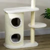 Rootz Scratching Post - With Scratch Barrel - 1 Cat Bed and Cat Toy - Off-White - 59cm x 35cm x 100cm