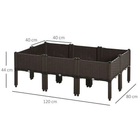 Rootz Verhoogd Bed - Tuinbed - Tuinbed Planter - Bloembak - 6-delige Planter - Bruin - 40 x 40 x 44 cm