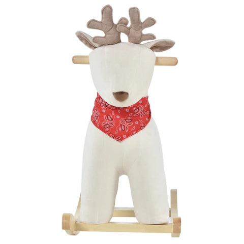 Rootz Children's Rocking Horse - Baby Rocking Animal Deer with Animal - Sounds Toy - Handles - for 36-72 Months - Plush - White - 68 x 29 x 58 cm