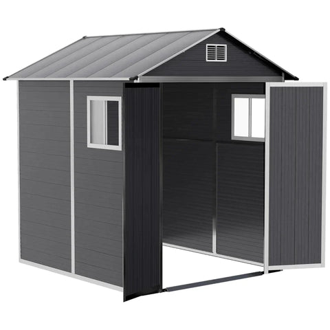 Rootz Garden Shed - Tool Shed With Window - Aluminum - Tool Shed With Lock Key - Grey - 186 x 183.5 x 218 cm