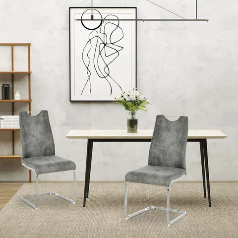 Rootz Chairs - Dining Chair - Dining Room Chair Set - Kitchen Chairs - With Backrest - And Steel Legs - Cantilever Chair - Ergonomically Shaped - Polyester/Steel - Grey - 43.5 x 58.5 x 98.5 cm