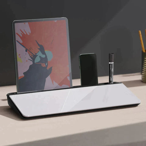 Rootz Desk Organizer - Tablet Desk Organizer - Stand Desk Organizer - Wit/Zwart - 45.3 X 20.5 X 5.3 Cm