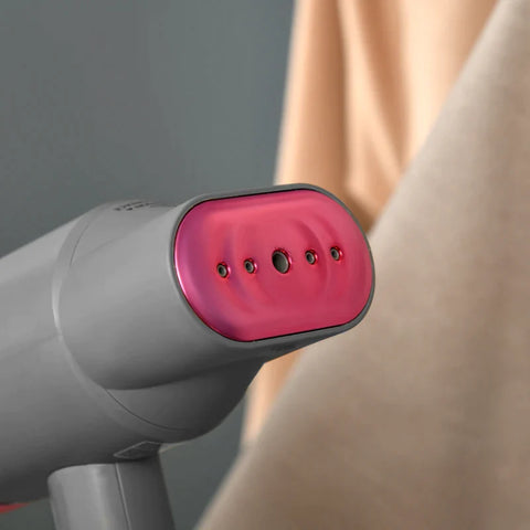 Rootz Steamer - Foldable Steamer - With LED Indicator Lights - 2 Modes - 160 ML Water Tank - 1520 W - Aluminum Plastic - Gray/Pink - 27.5 x 18.2 x 9 cm